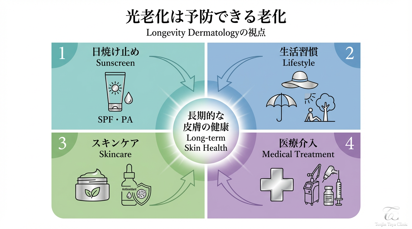 Tenjin Toya CliniC_皮膚科・美容皮膚科_Longevity_光老化予防アプローチ
